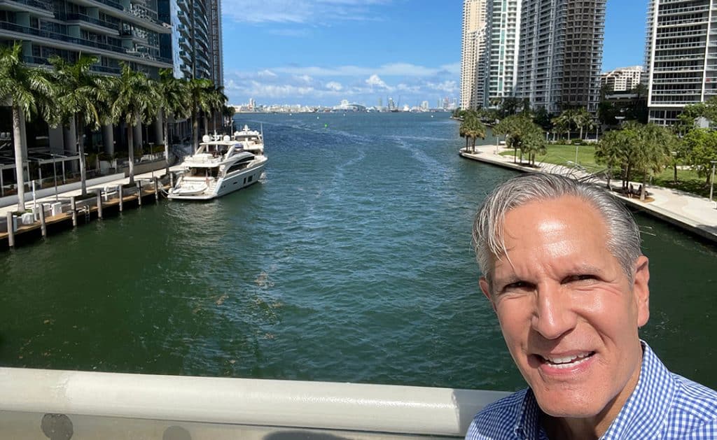 Selfie on the Brickell Avenue bridge over the Miami River